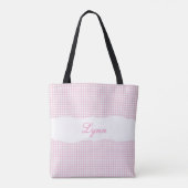 Tote Bag Classic Pink & White Gingham | Personalized Name (Dos)