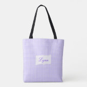 Tote Bag Classic Purple & White Gingham | Personalized Name (Dos)