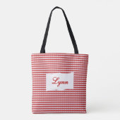 Tote Bag Classic Red & White Gingham | Personalized Name (Dos)