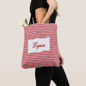 Tote Bag Classic Red & White Gingham | Personalized Name (De près)