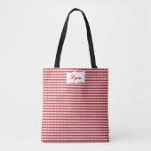 Tote Bag Classic Red & White Gingham | Personalized Name (Devant)