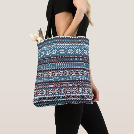 Tote Bag Classic Scandinavian Christmas Sweater Pattern (De près)