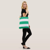 Tote Bag Classic Vert et Blanc Broad Stripes sur un (Sur le modèle)