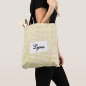 Tote Bag Classic Yellow & White Gingham | Personalized Name (De près)