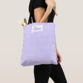 Tote Bag Classique Gingham Violet & Blanc | Nom Personnalis (De près)