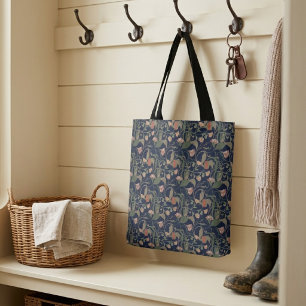 Tote Bag Classique motif floral Art Nouveau bleu antique