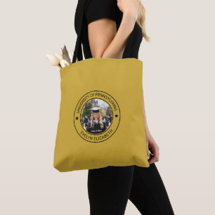 Tote Bag Classique Rond Diplômé Écriture Moderne Médium Or