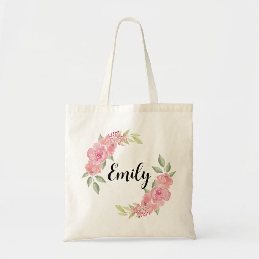 Tote Bag Classy Roses Floral Bridesmaid Monogram Nom  (Devant)