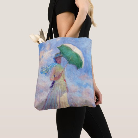 Tote Bag Claude Monet - Femme avec un parasol face à droite (De près)