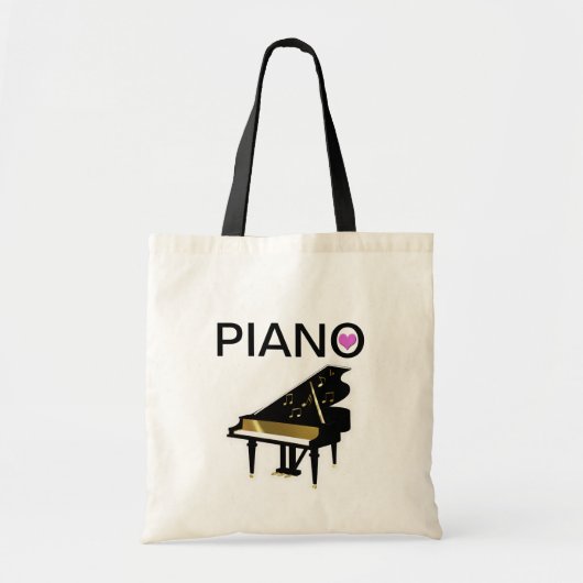 Tote Bag Clavier de piano à queue et notes (Devant)