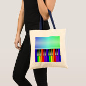Tote Bag Clavier de piano d'arc-en-ciel (Devant (produit))