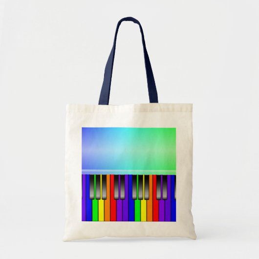 Tote Bag Clavier de piano d'arc-en-ciel (Devant)