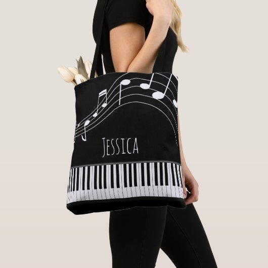Tote Bag Clavier de piano et notes musicales (De près)