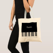 Tote Bag Clavier de piano noir et blanc simple et élégant (Devant (produit))