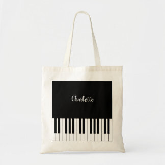 Tote Bag Clavier de piano noir et blanc simple et élégant