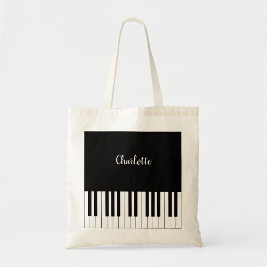 Tote Bag Clavier de piano noir et blanc simple et élégant (Devant)