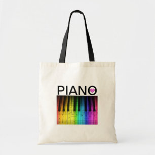 Tote Bag Clavier et notes de piano d'arc-en-ciel