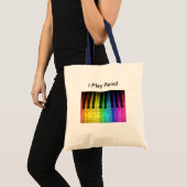 Tote Bag Clavier et notes de piano d'arc-en-ciel (Devant (produit))