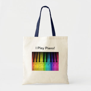 Tote Bag Clavier et notes de piano d'arc-en-ciel