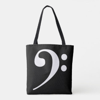 Tote Bag Clé de basse blanc-sur-noir