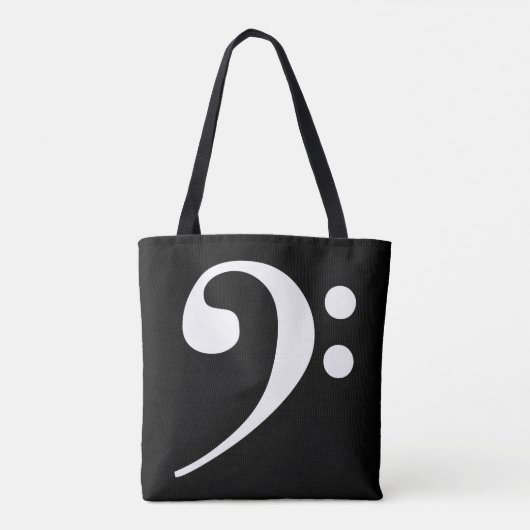 Tote Bag Clé de basse blanc-sur-noir (Dos)