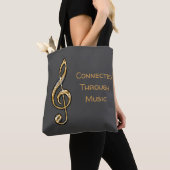 Tote Bag Clé de sol dorée Connectés par la musique (De près)