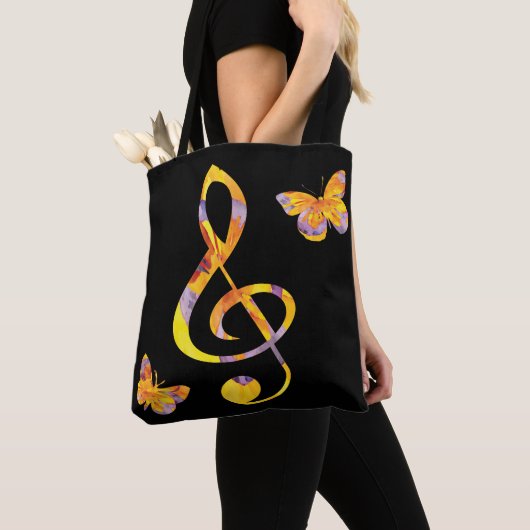 Tote Bag Clé et papillons triplés d'aquarelle moderne (De près)