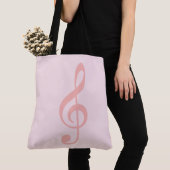 Tote Bag clef de triangle rose sur très rose pâle (De près)