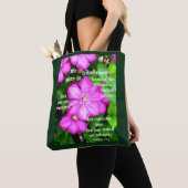 Tote Bag Clematis avec Romains 5:3-5 (De près)