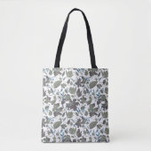 Tote Bag Clematis Vine Fleurs Vert Bleu (Devant)