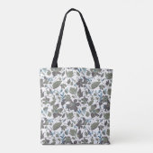 Tote Bag Clematis Vine Fleurs Vert Bleu (Dos)