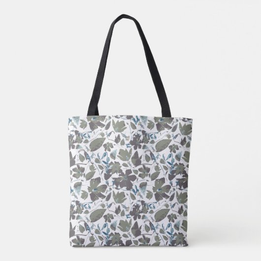 Tote Bag Clematis Vine Fleurs Vert Bleu (Dos)
