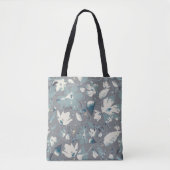 Tote Bag Clematis Vine Grey Blue Cream Floral Shopping (Devant)