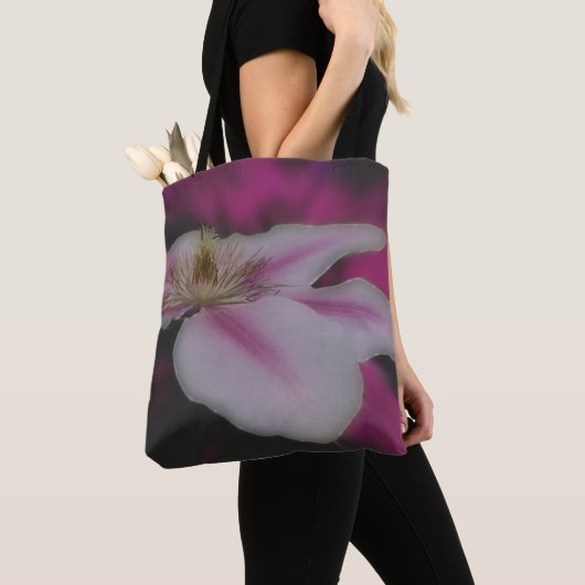 Tote Bag Clématite en pétale de fleur rose (De près)