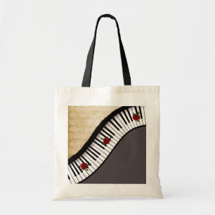 Tote Bag Clés de piano d'emballage de Buget, poignée noir