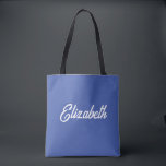 Tote Bag Client Ajouter Votre Nom Modèle Texte Moyen Bleu<br><div class="desc">Remplacez Votre Script Nom Texte Ici Elégant Moderne Minimaliste Design Typographie Modèle Moyen Bleu Sac fourre-tout Épaule.</div>