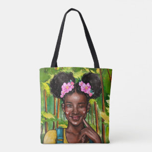 Tote Bag Cligner de l'oeil la fille Fourre-tout d'Afro