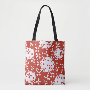Tote Bag Cloche de Noël rouge et blanc motif de vacances