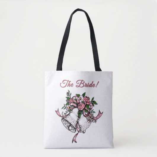 Tote Bag Cloches de mariage roses la mariée (Devant)