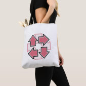 Tote Bag Clockwise Arrows Minimal Geometric Red (De près)