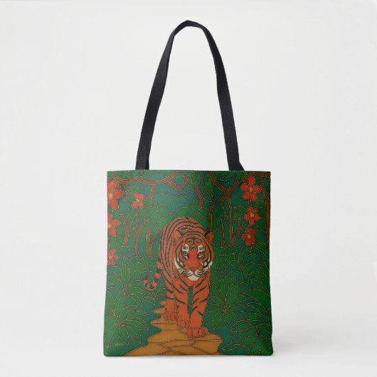 Tote Bag Cloisonne Art Tiger on the Jungle Path (Devant)