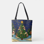 Tote Bag Cloisonne Art Whimsical Forest Classic Christmas  (Dos)