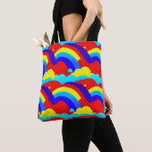 Tote Bag Clouds arc-en-ciel colorés Enfants Motif (De près)