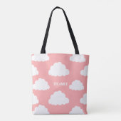 Tote Bag Clouds blancs Motif rose vif personnalisé (Dos)