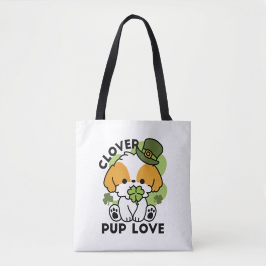 Tote Bag Clover Pup Love - St. Patrick's Day Chien Design (Devant)