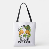 Tote Bag Clover Pup Love - St. Patrick's Day Chien Design (Dos)