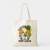 Tote Bag Clover Pup Love - St. Patrick's Day Chien Design (Dos)