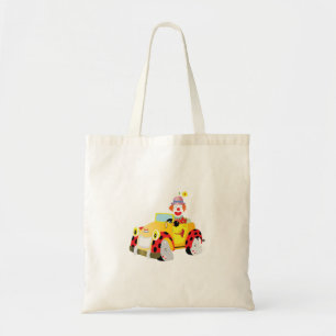 Tote Bag clown joyeux conduit une voiture jaune lunatique