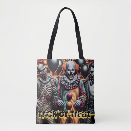 Tote Bag Clown, Vampire et Zombie Halloween Trick ou Treat (Devant)