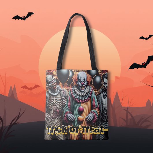 Tote Bag Clown, Vampire et Zombie Halloween Trick ou Treat